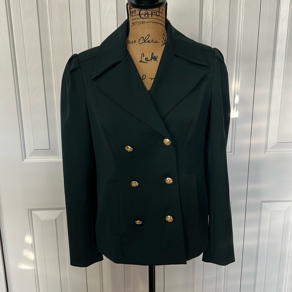 Etcetera Dark Green Blazer w/ Gold Buttons